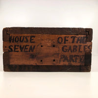 Antique Primitve Wooden Slide Top "House of Seven Gables" Box