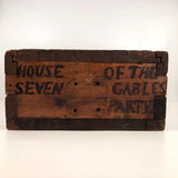 Antique Primitve Wooden Slide Top "House of Seven Gables" Box