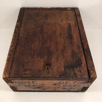 Antique Primitve Wooden Slide Top "House of Seven Gables" Box