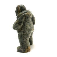 Inuit Soapstone Carving Of Man Carrying Seal, Signed