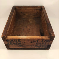 Antique Primitve Wooden Slide Top "House of Seven Gables" Box