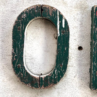 Big Old OPEN Sign with Raised, Green Painted Wooden Letters