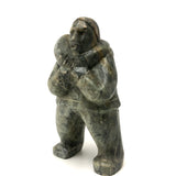 Inuit Soapstone Carving Of Man Carrying Seal, Signed