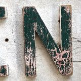 Big Old OPEN Sign with Raised, Green Painted Wooden Letters