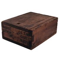 Antique Primitve Wooden Slide Top "House of Seven Gables" Box
