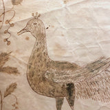 Wonderful Early 19th Century Ink and Watercolor Peacock Drawing in Original Frame