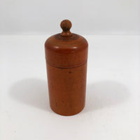 Turned Wooden Cylindrical Box with Dome Lid and Reddish Stain