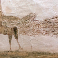 Wonderful Early 19th Century Ink and Watercolor Peacock Drawing in Original Frame