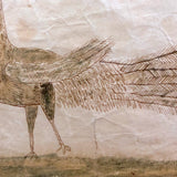 Wonderful Early 19th Century Ink and Watercolor Peacock Drawing in Original Frame