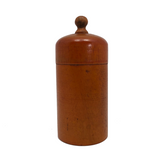 Turned Wooden Cylindrical Box with Dome Lid and Reddish Stain