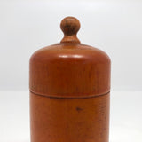 Turned Wooden Cylindrical Box with Dome Lid and Reddish Stain