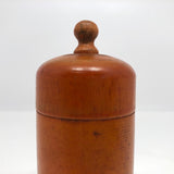 Turned Wooden Cylindrical Box with Dome Lid and Reddish Stain