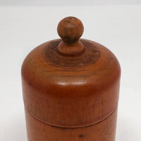 Turned Wooden Cylindrical Box with Dome Lid and Reddish Stain