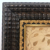 Wonderful Early 19th Century Ink and Watercolor Peacock Drawing in Original Frame