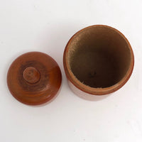 Turned Wooden Cylindrical Box with Dome Lid and Reddish Stain