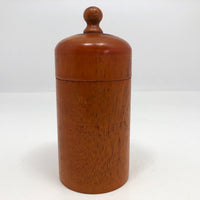 Turned Wooden Cylindrical Box with Dome Lid and Reddish Stain