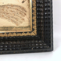 Wonderful Early 19th Century Ink and Watercolor Peacock Drawing in Original Frame