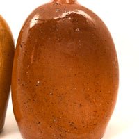 Antique Orange Glazed Earthenware Pinch Bottles, Presumed North Carolina - SOLD INDIVIDUALLY
