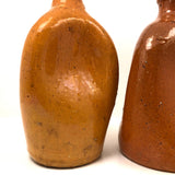 Antique Orange Glazed Earthenware Pinch Bottles, Presumed North Carolina - SOLD INDIVIDUALLY