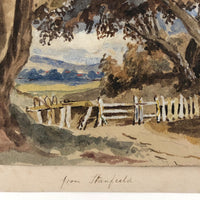 Small Antique British Watercolor of View from Stanfield