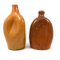 Antique Orange Glazed Earthenware Pinch Bottles, Presumed North Carolina - SOLD INDIVIDUALLY
