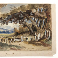 Small Antique British Watercolor of View from Stanfield