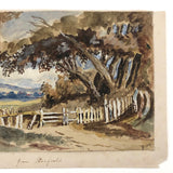Small Antique British Watercolor of View from Stanfield