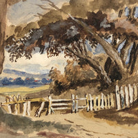 Small Antique British Watercolor of View from Stanfield
