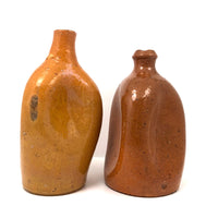 Antique Orange Glazed Earthenware Pinch Bottles, Presumed North Carolina - SOLD INDIVIDUALLY