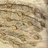 Wonderful Early 19th Century Ink and Watercolor Peacock Drawing in Original Frame