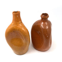 Antique Orange Glazed Earthenware Pinch Bottles, Presumed North Carolina - SOLD INDIVIDUALLY