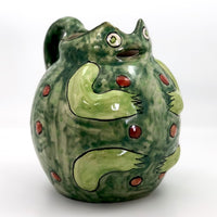 Happy Vintage Mexican Talavera Frog Shaped Pitcher
