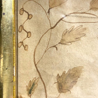 Wonderful Early 19th Century Ink and Watercolor Peacock Drawing in Original Frame