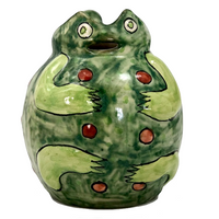 Happy Vintage Mexican Talavera Frog Shaped Pitcher