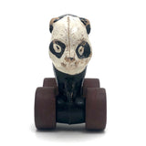 Composition Panda on Red Wheels Pull Toy, Presumed Hubley