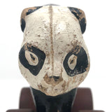 Composition Panda on Red Wheels Pull Toy, Presumed Hubley