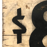 $895 Section Black on White Old Painted Wooden Sign