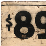 $895 Section Black on White Old Painted Wooden Sign