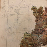1910 Hungarian Geography School Book with Original Pencil Drawings and Doodles