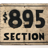 $895 Section Black on White Old Painted Wooden Sign