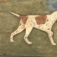 Relief Carved and Painted English Pointer in Landscape (One of Two)