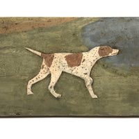 Relief Carved and Painted English Pointer in Landscape (One of Two)