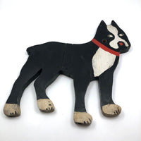 Black and White Boxer Dog Folk Art Wooden Cutout