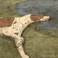 Relief Carved and Painted English Pointer in Landscape (One of Two)