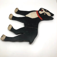 Black and White Boxer Dog Folk Art Wooden Cutout