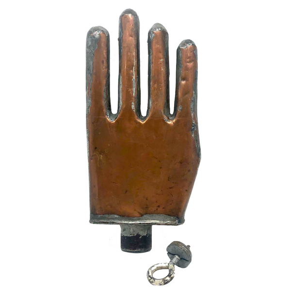 Cool Welded Copper Hand-Shaped Folk Art Flask/Sculpture