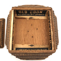 Nice 1914 Chip Carved Tramp Art Lidded Pedestal Box with Great Dry Wood Patina