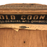 Nice 1914 Chip Carved Tramp Art Lidded Pedestal Box with Great Dry Wood Patina