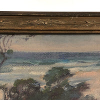 Atmospheric Oil on Board Seashore Painting, Framed and Under Glass