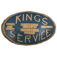 King's Automotive Service Handmade Sign on Log Slice